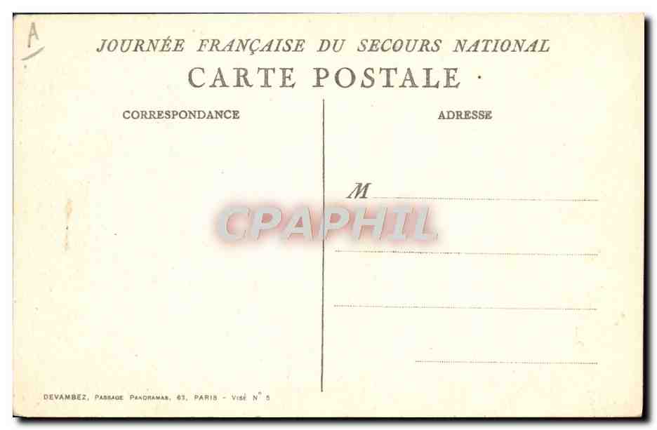 CPA Militaria Journee Francaise du Secours National — Verso