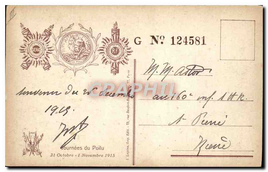 CPA Militaria La journee du poilu — Verso