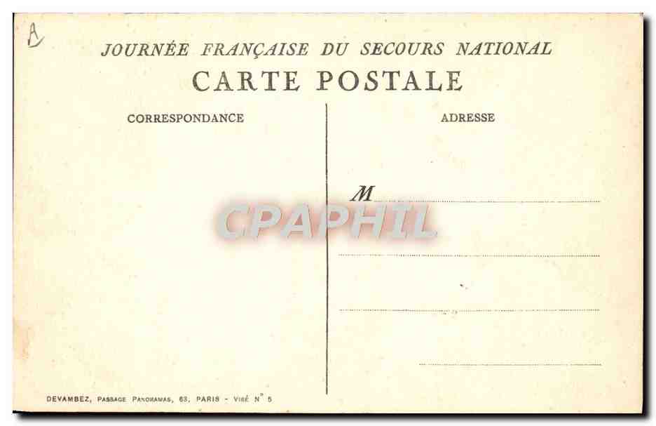 CPA Militaria Journee Francaise du Secours National — Verso