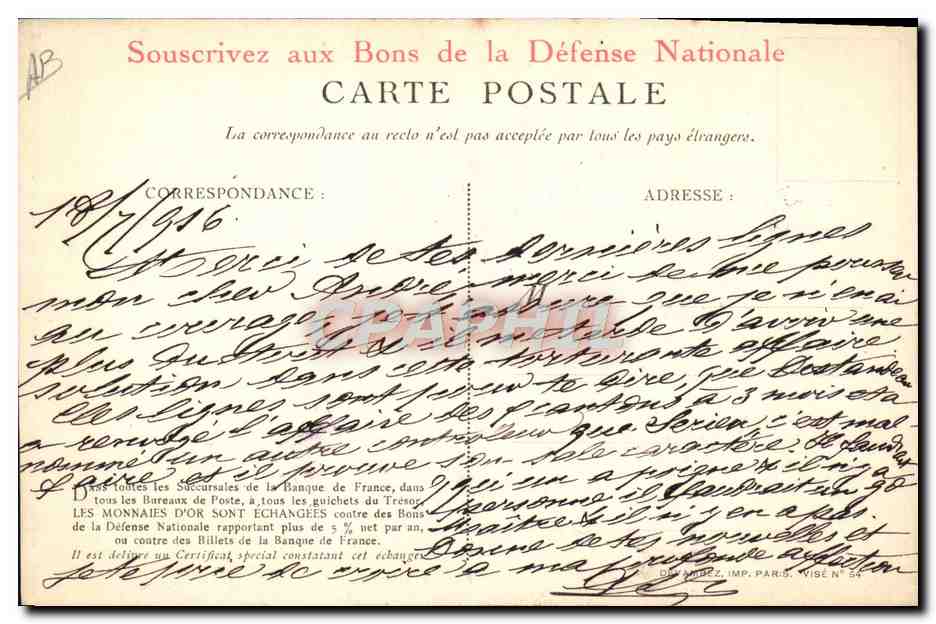 CPA Militaria Pour le France Versez votre Or Coq — Verso