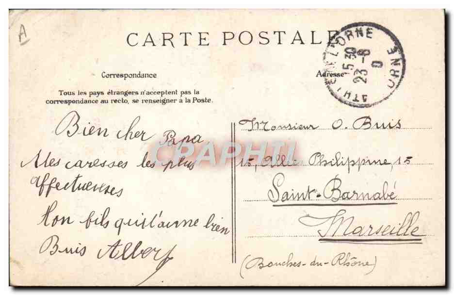 CPA Folklore Le barbier du village Coiffeur — Verso