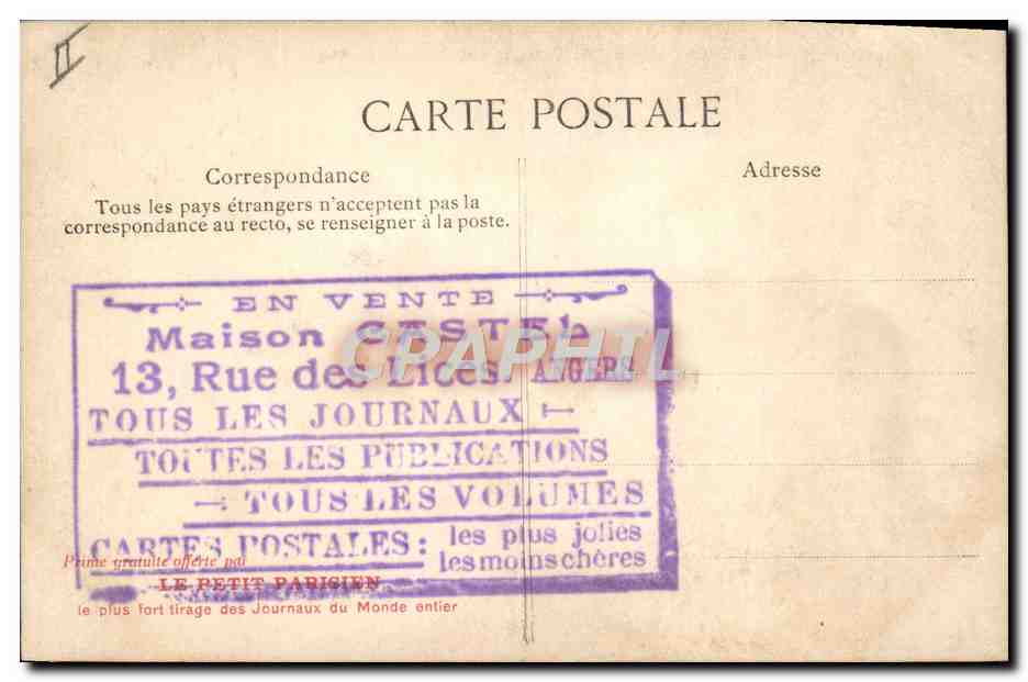 CPA Folklore Cueillette des glycines — Verso