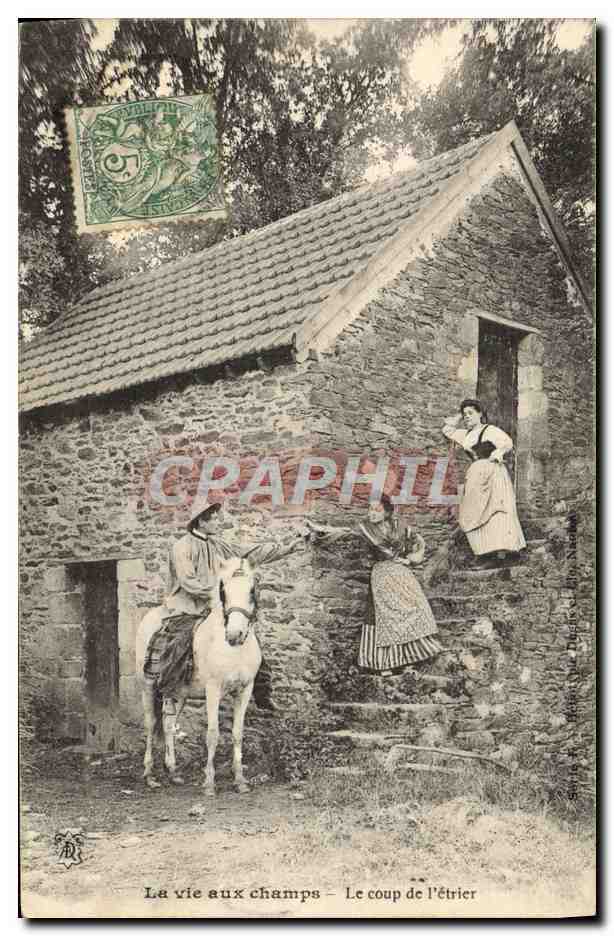 CPA Folklore La vie aux champs Le coup de l'etrier Cheval