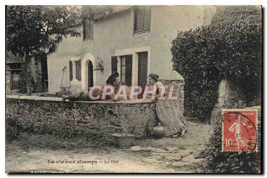 CPA Folklore La vie aux champs le flirt 