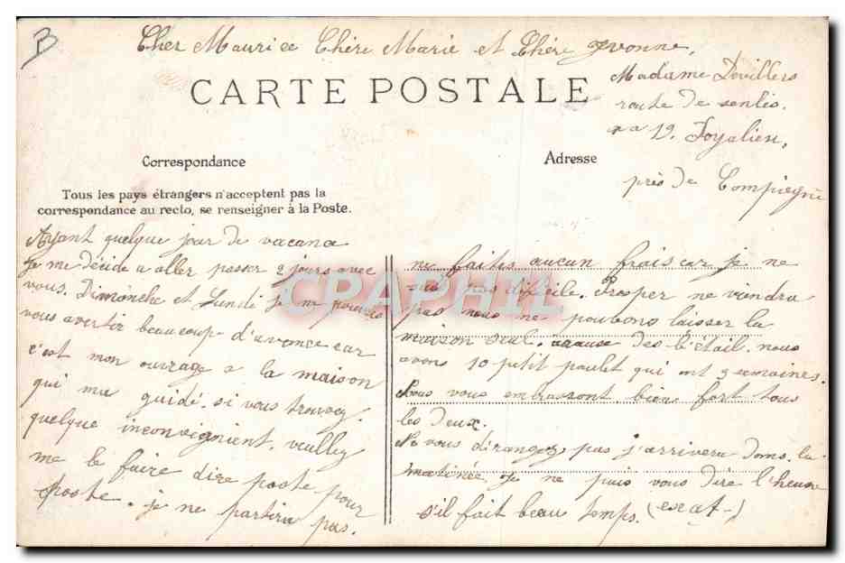 CPA Folklore Repas de moisson  — Verso