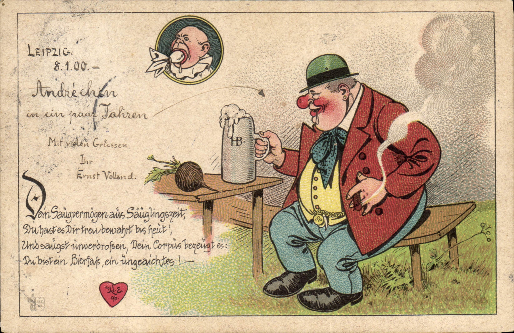 CPA Fantaisie Tabac Leipzig 1900 Cigare
