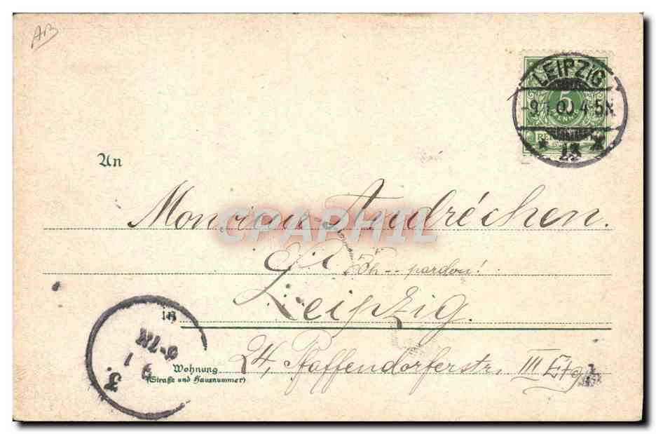 CPA Fantaisie Tabac Leipzig 1900 Cigare — Verso