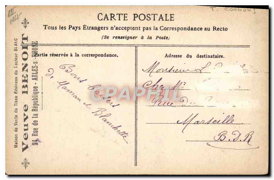 CPA Fantaisie Tabac Singe Chat Porc Cochon — Achterkant