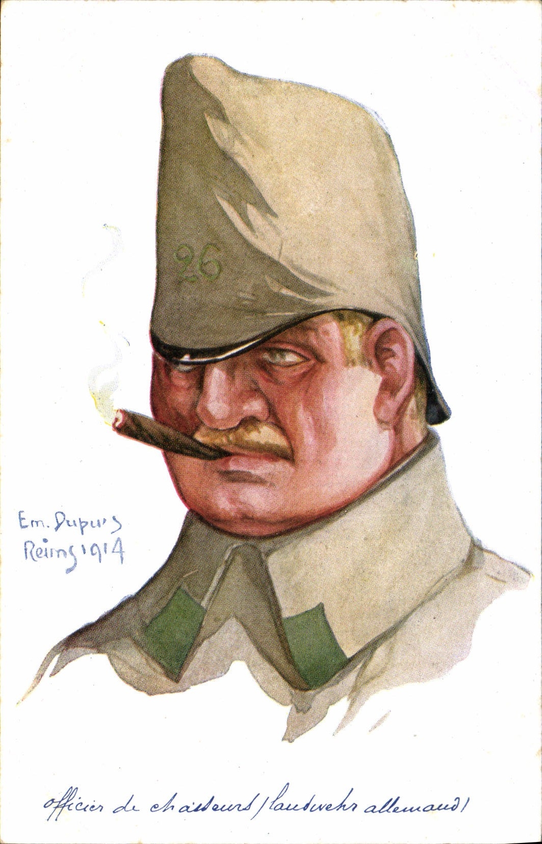 Officier de chasseurs / Lautevehr allemand — Em. Dupurs, Reims 1914