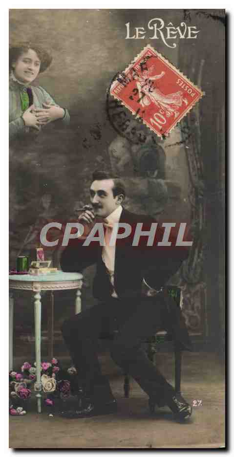 CPA Fantaisie Tabac Homme Cigare Le reve