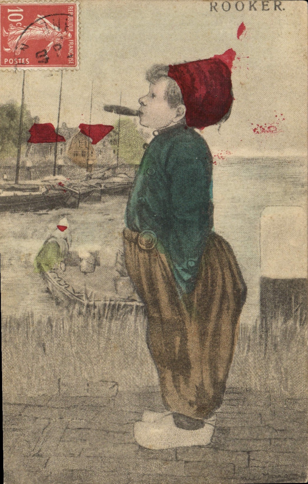 Klein kind met rood hoedje — Rooker — uitgever Rooker