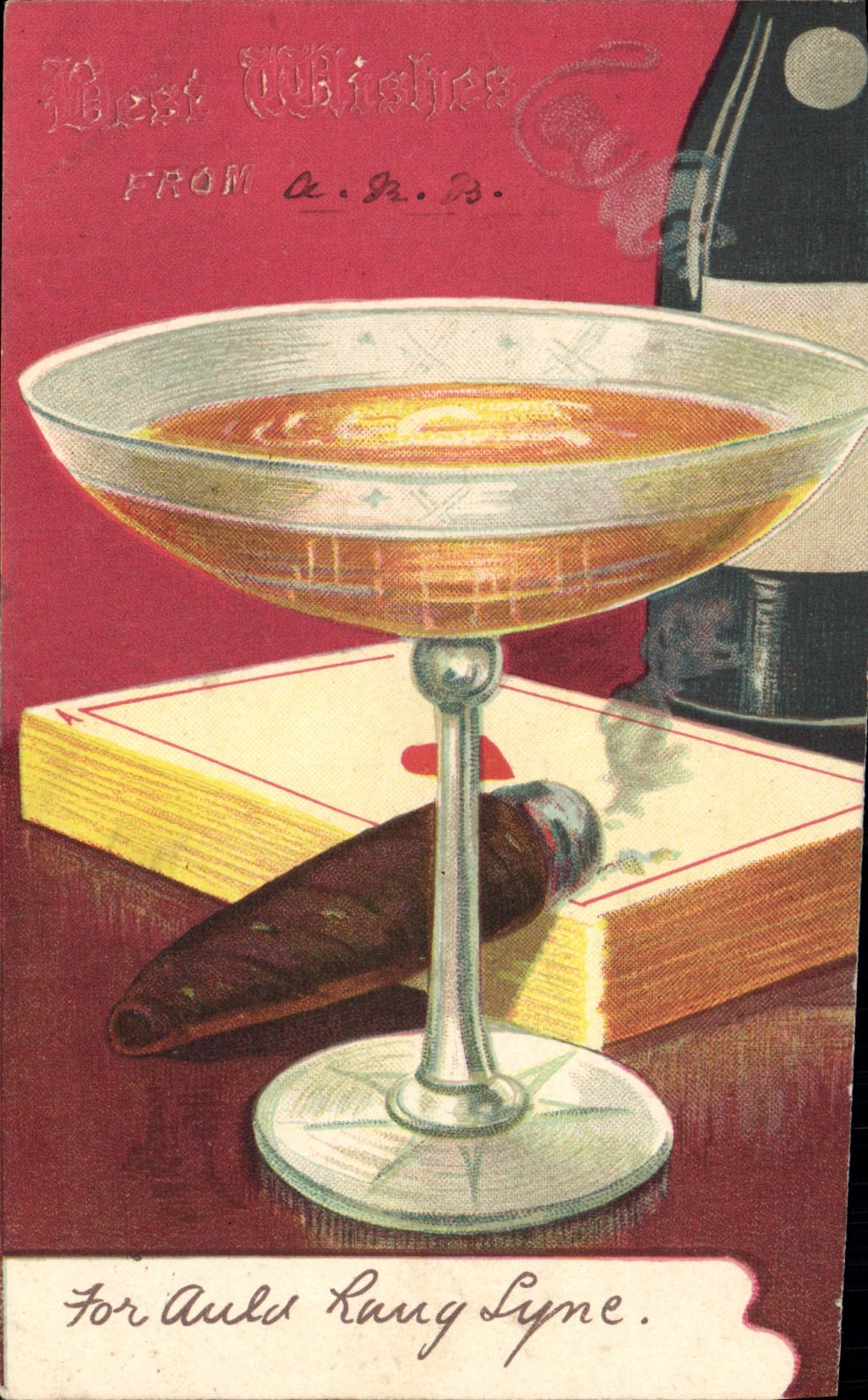 Cocktail et cigare — Best Wishes FROM A. B. A. — For Auld Lang Syne.