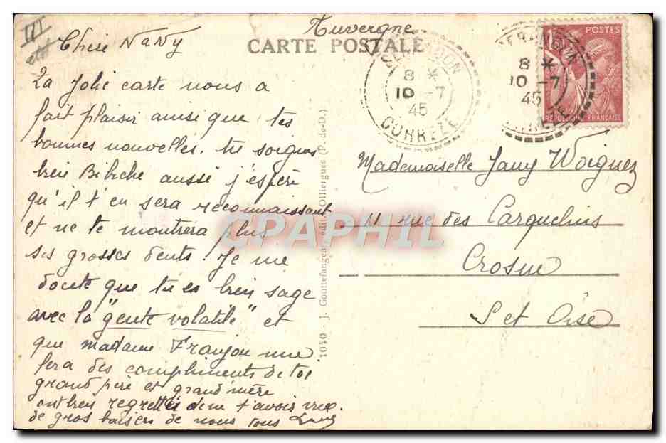 CPA Attelage rustique Boeufs Auvergne  — Rückseite