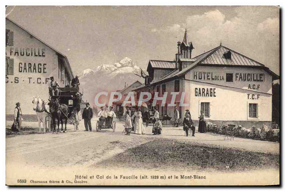 Hôtel et Col de la Faucille (alt. 1828 m) et le Mont-Blanc — Charnaux frères & Co., Gondre, n° 5593