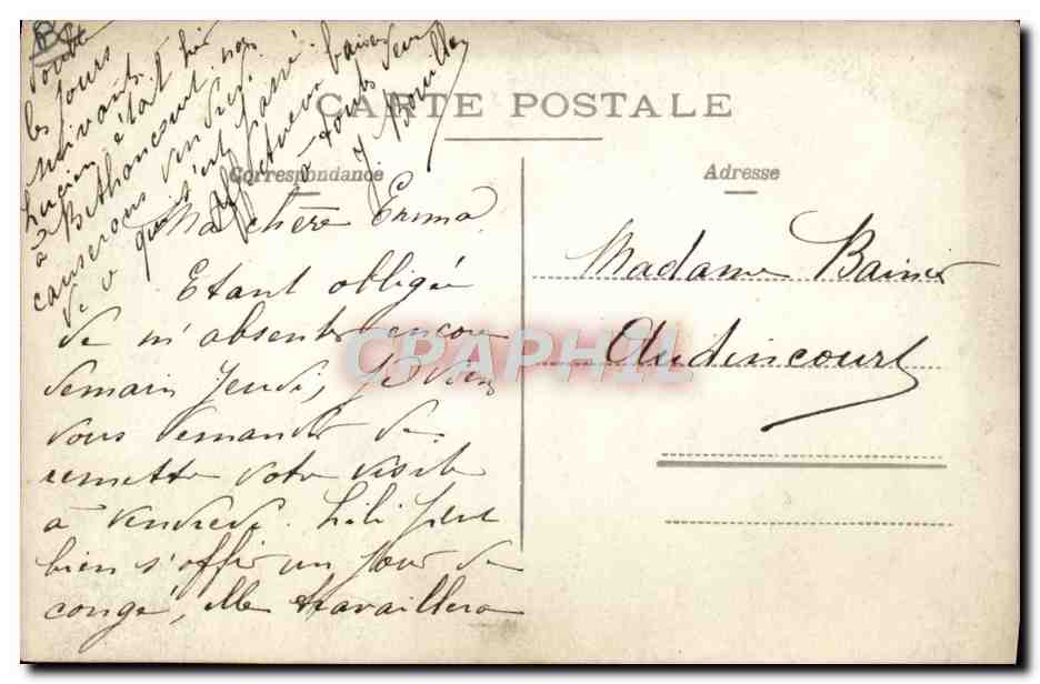 CARTE PHOTO Attelage Cheval — Rückseite