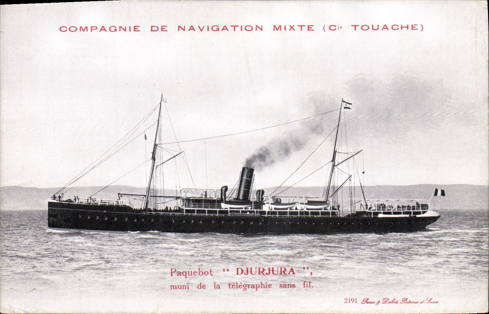 Paquebot "DJURJURA" — Compagnie de Navigation Mixte (Cie Touache) — n° 2191