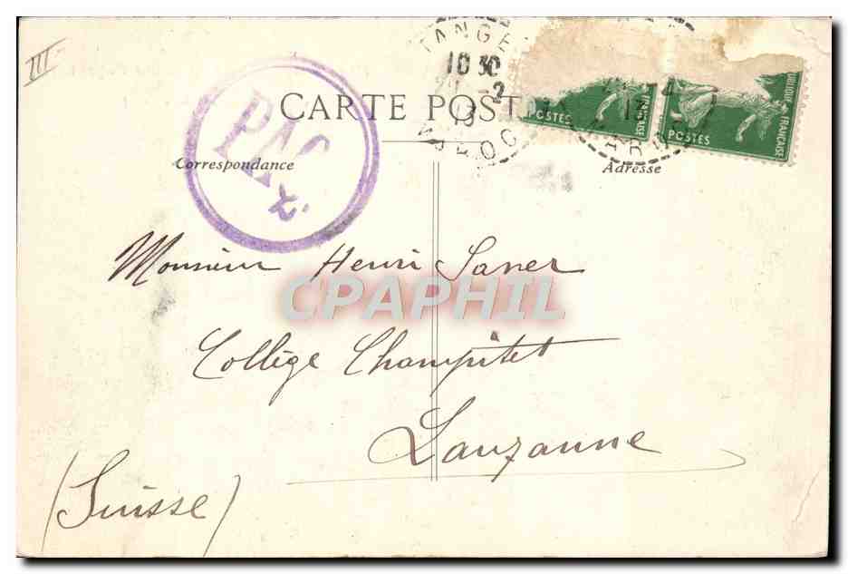 Bateau Doukkala — Paquebot Français de la Cie Paquet — Par grosse mer — H. Grimaud & Cie, Marseille — Reverso