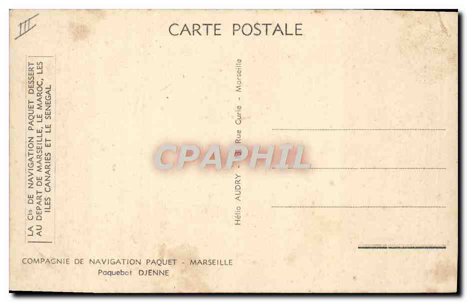 Paquebot Djenne — Compagnie de Navigation Paquet — Marseille — Reverso
