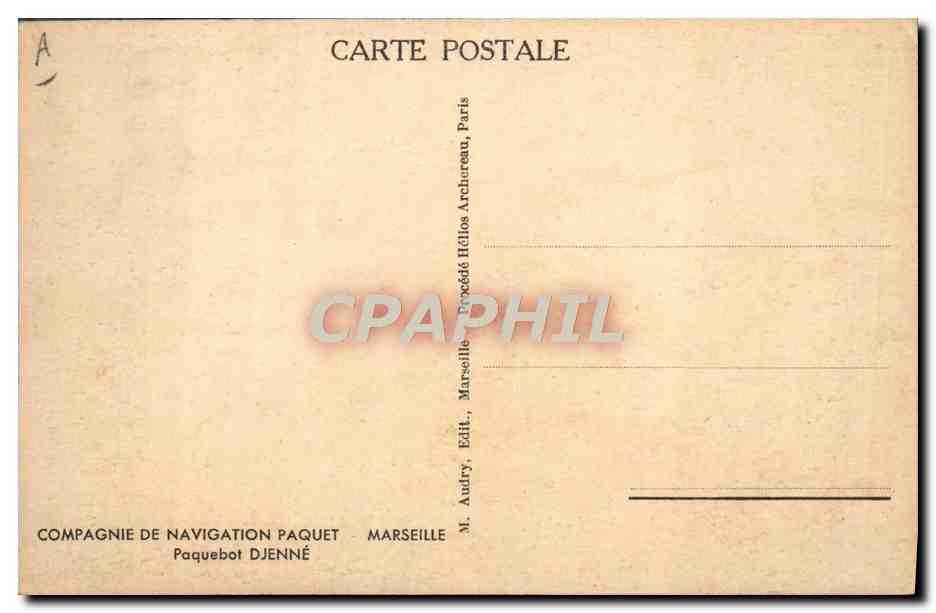 CPA Bateau Paquebot Compagnie de Navigation Mixte Paquet Marseille Djenne — Verso