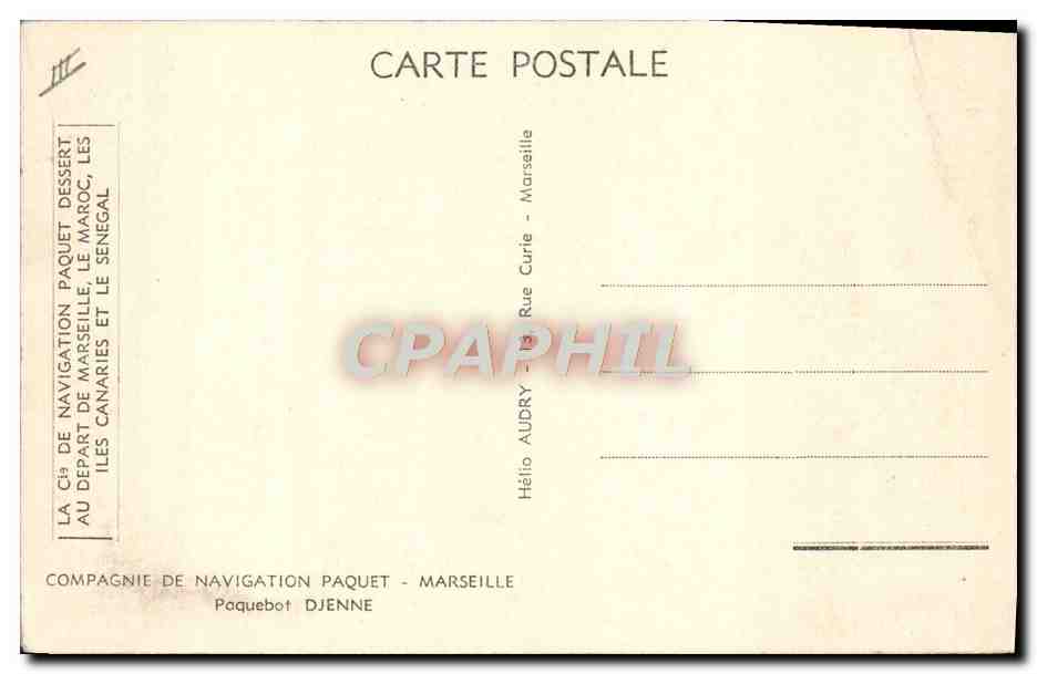 Paquebot DJENNE — Compagnie de Navigation Paquet — Marseille — Reverso