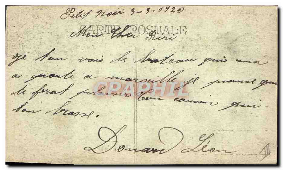 S.S. DOUKKALA — vapeur française en mer agitée — éditeur Grimaud-Fils, Marseille — Achterkant