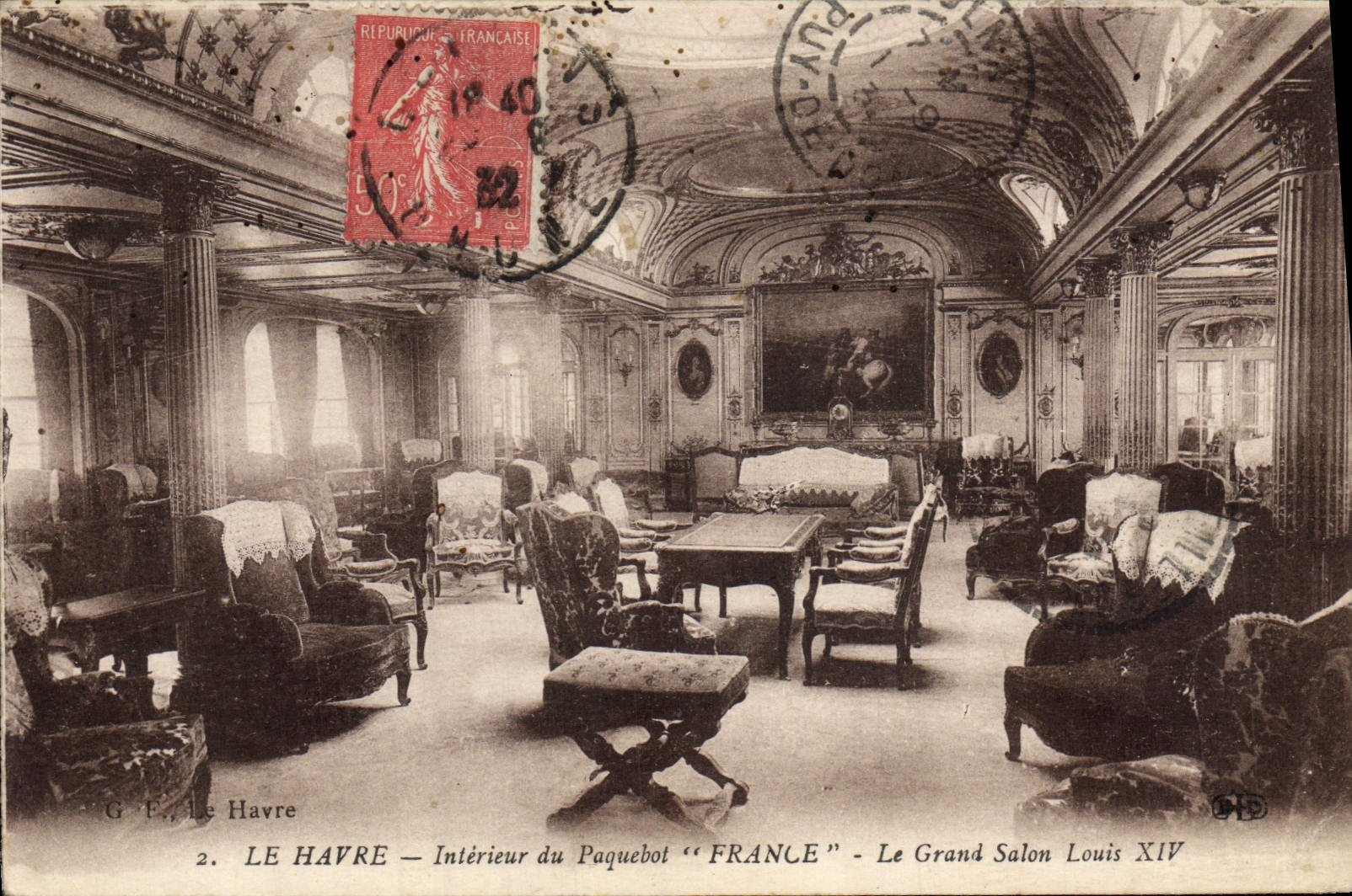 Le Havre — Intérieur du Paquebot "France" — Le Grand Salon Louis XIV — G. F., Le Havre