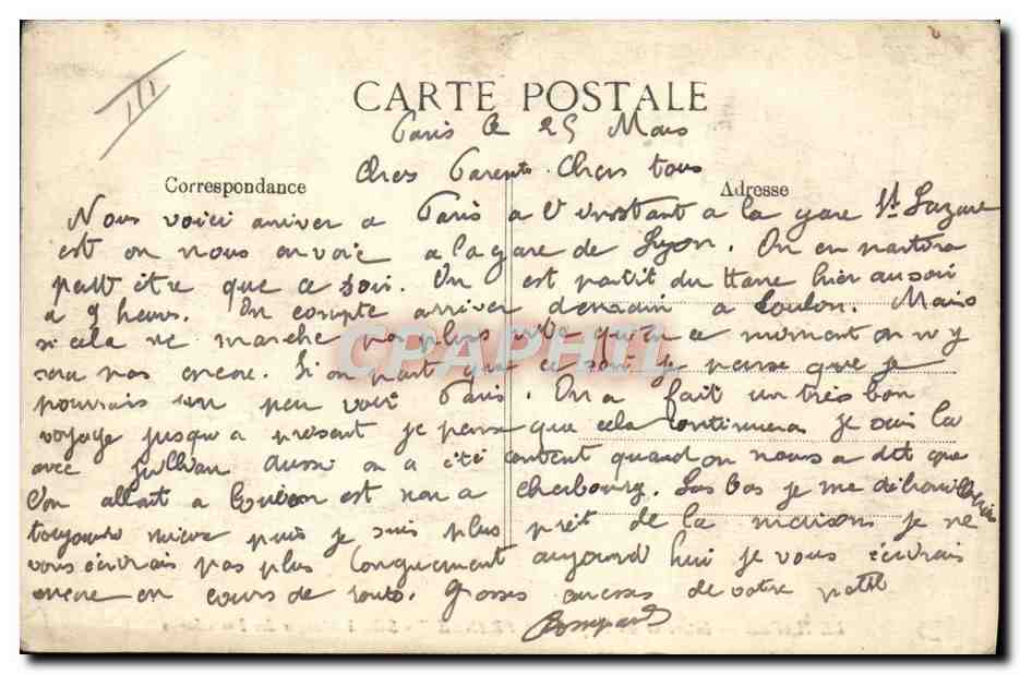 Le Havre — Intérieur du paquebot 'France' — Salle à Manger des 1res Classes — Reverso