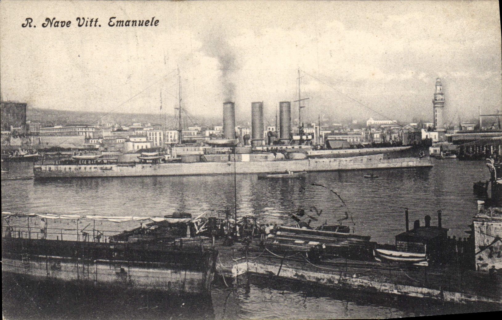 Port de Naples — Le navire impérial R. Nave Vitt. Emanuele — Éditeur G. Moscatelli, n° 1419