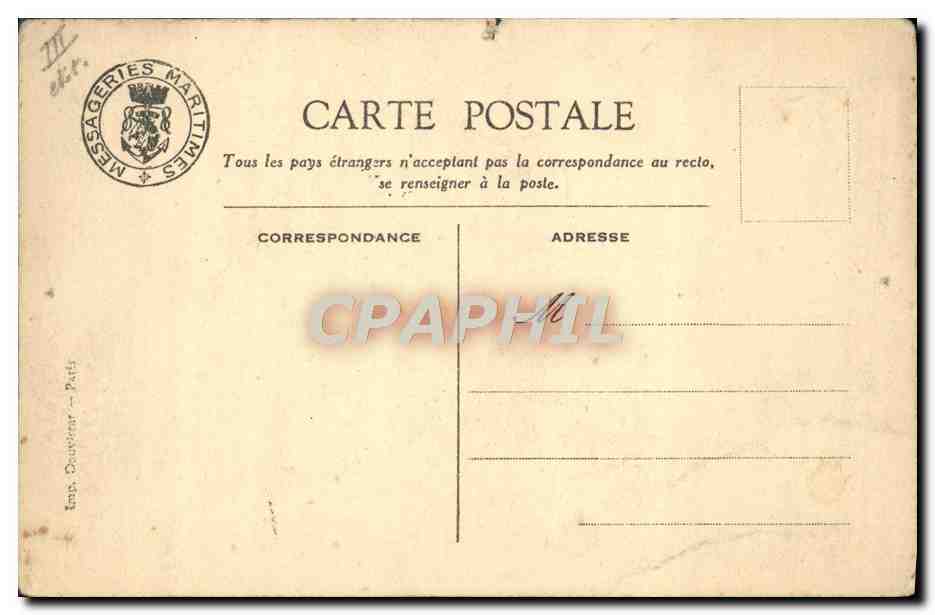 CPA Bateau Paquebot Eridan Messageries Maritimes — Verso