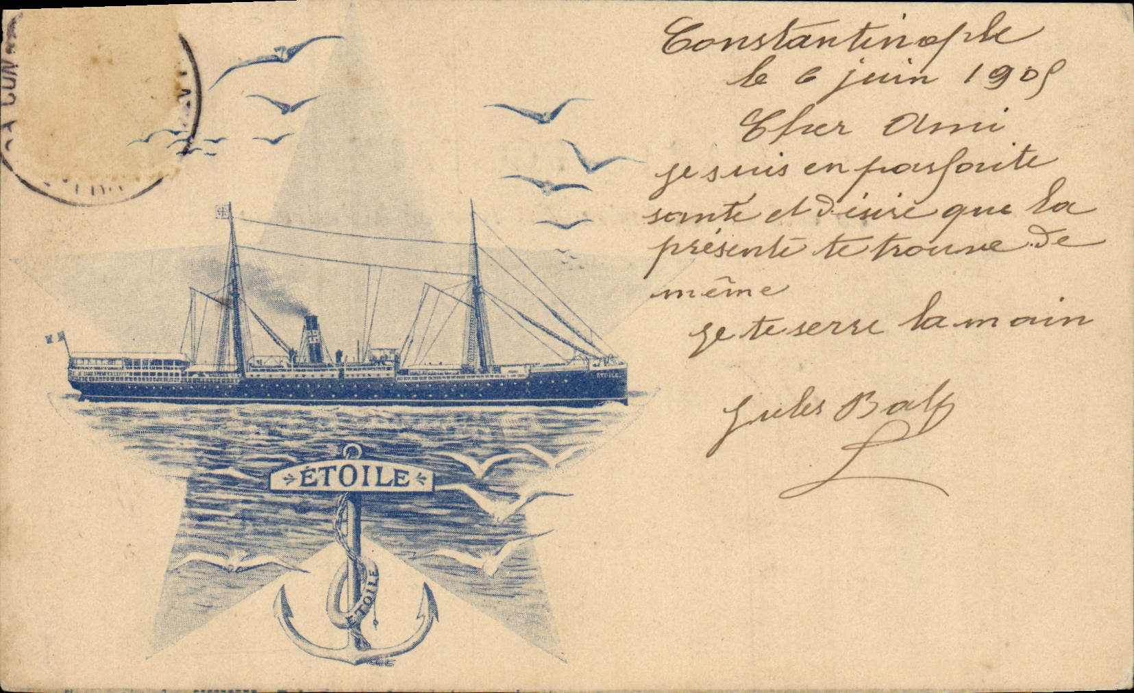 CPA Bateau Paquebot Etoile Constantinople Turquie Turkey