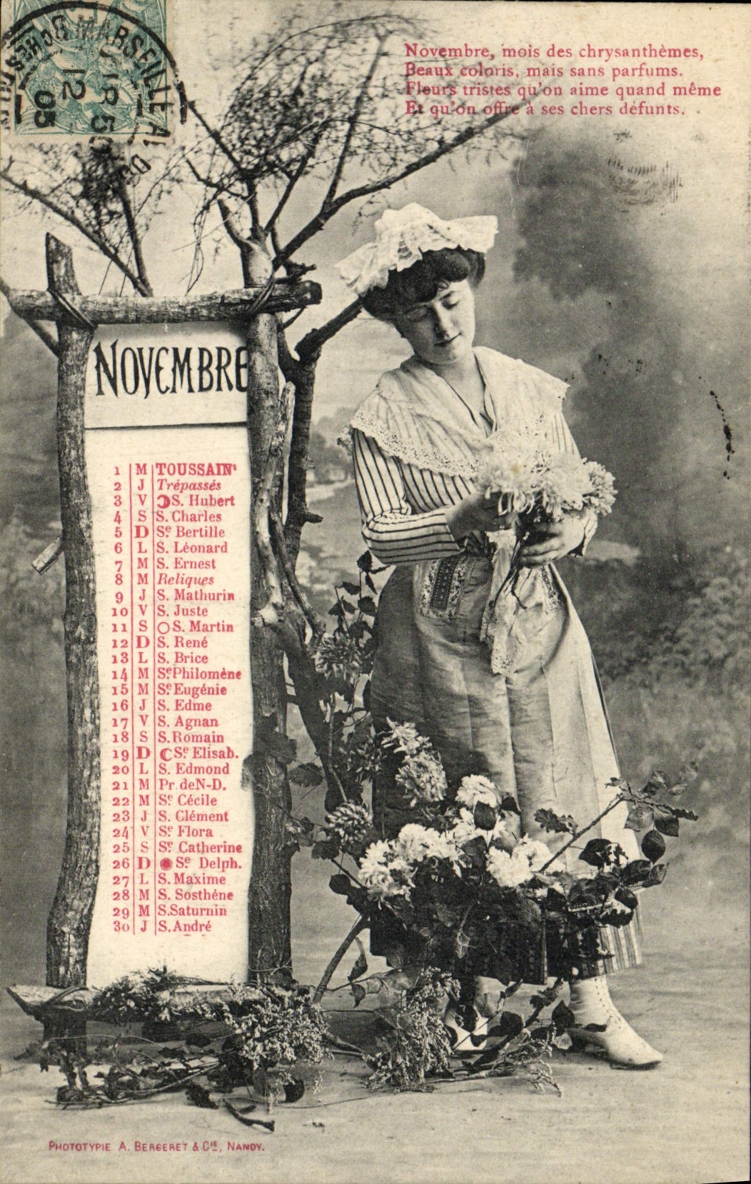 Noviembre — calendario de los santos — Fototipia A. Bergeret & Cie, Nancy