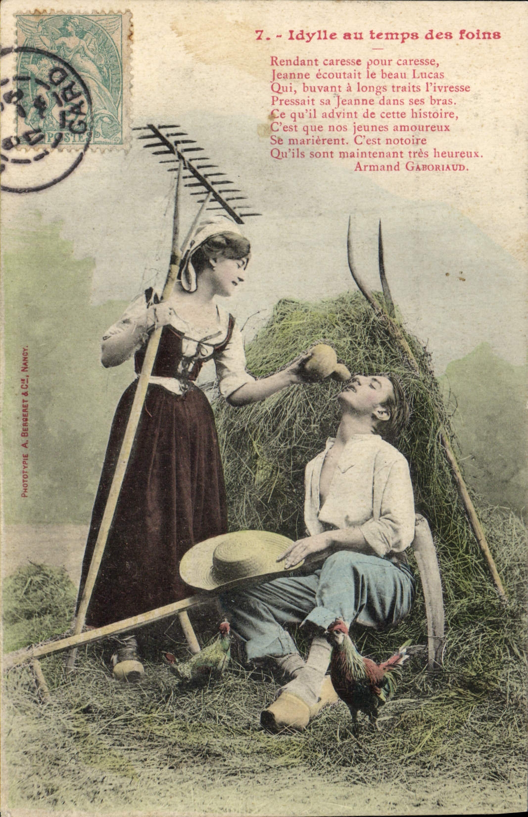 CPA Fantaisie Femme Idylle au temps des foins 