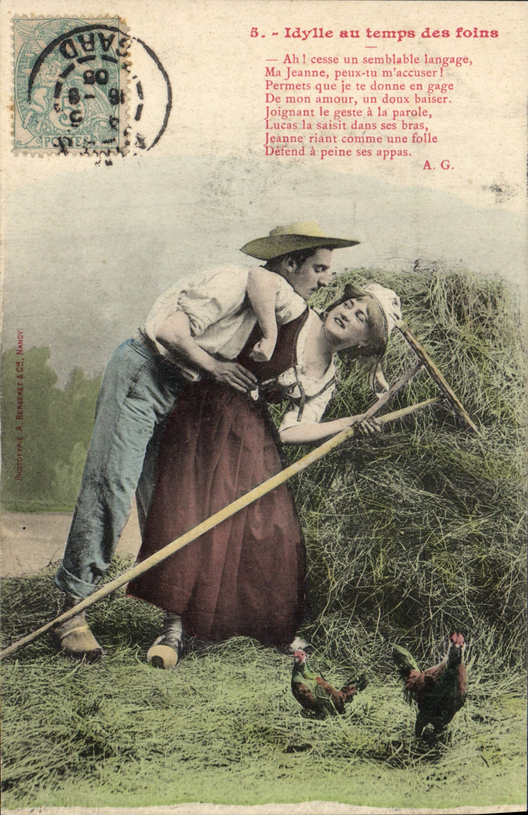 Idylle au temps des foins — 5. — Phototypie A. Benberet & Cie, Nancy