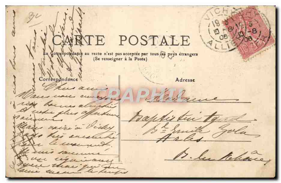 CPA Ane Mule Vichy La place aux Anes  — Rückseite