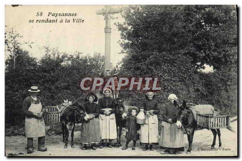 CPA Ane Mule Paysannes se rendant a la ville 