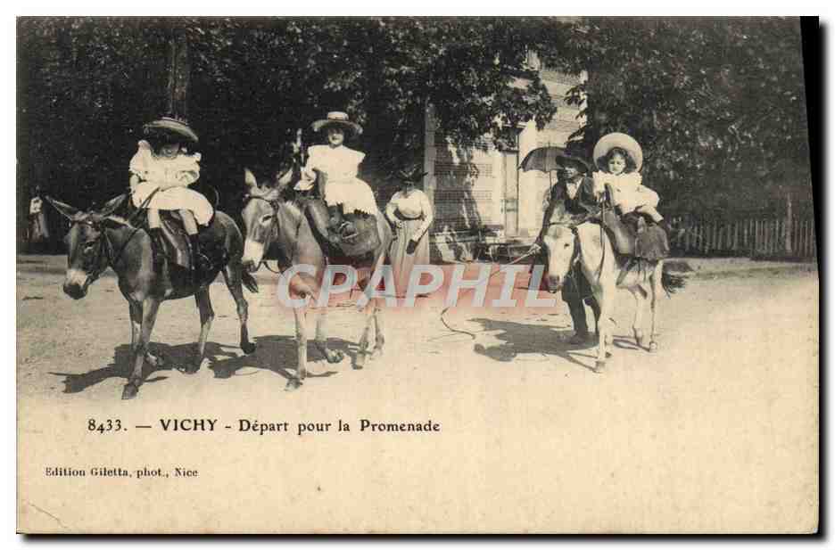 CPA Ane Mule Vichy Depart pour la promenade Enfants