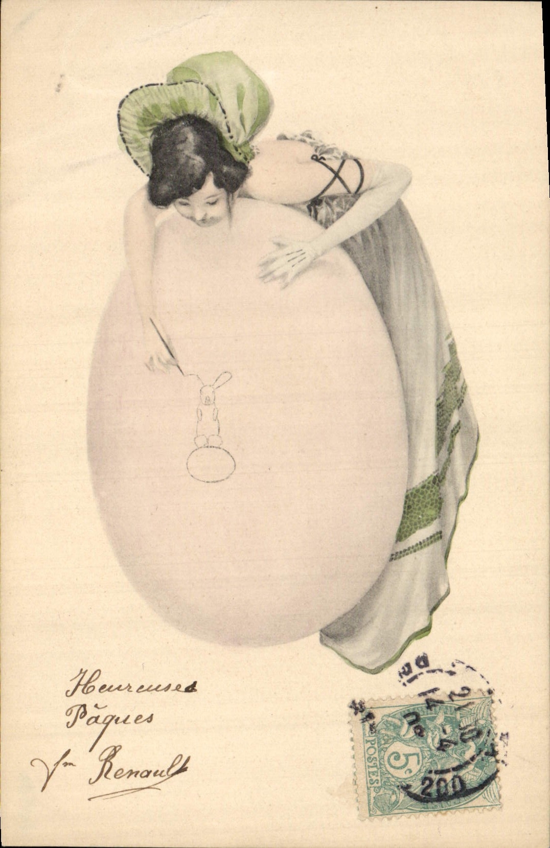 CPA Fantaisie Illustrateur Femme Oeuf