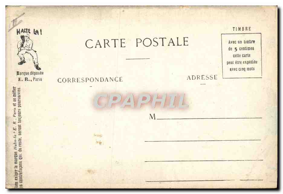 Scènes Militaires — En attendant l'appel du soir — E. R. Paris - Modèle déposé n° 15351 — Reverso