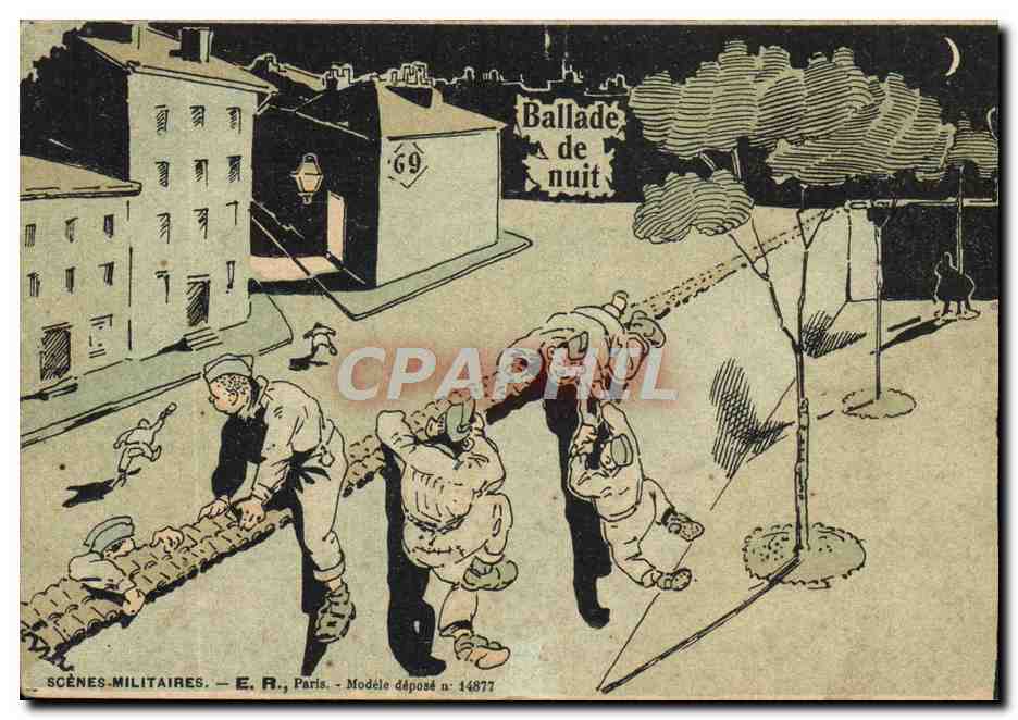 Ballade de nuit — Scènes militaires — E.R., Paris, Modèle déposé n° 14877