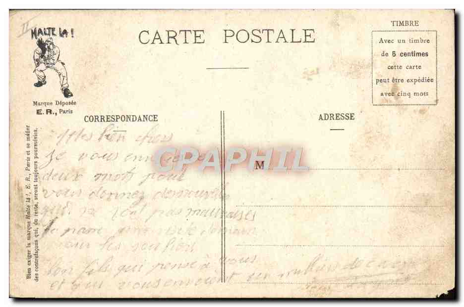 CPA Militaria L'appel du pansage Trompette — Rückseite