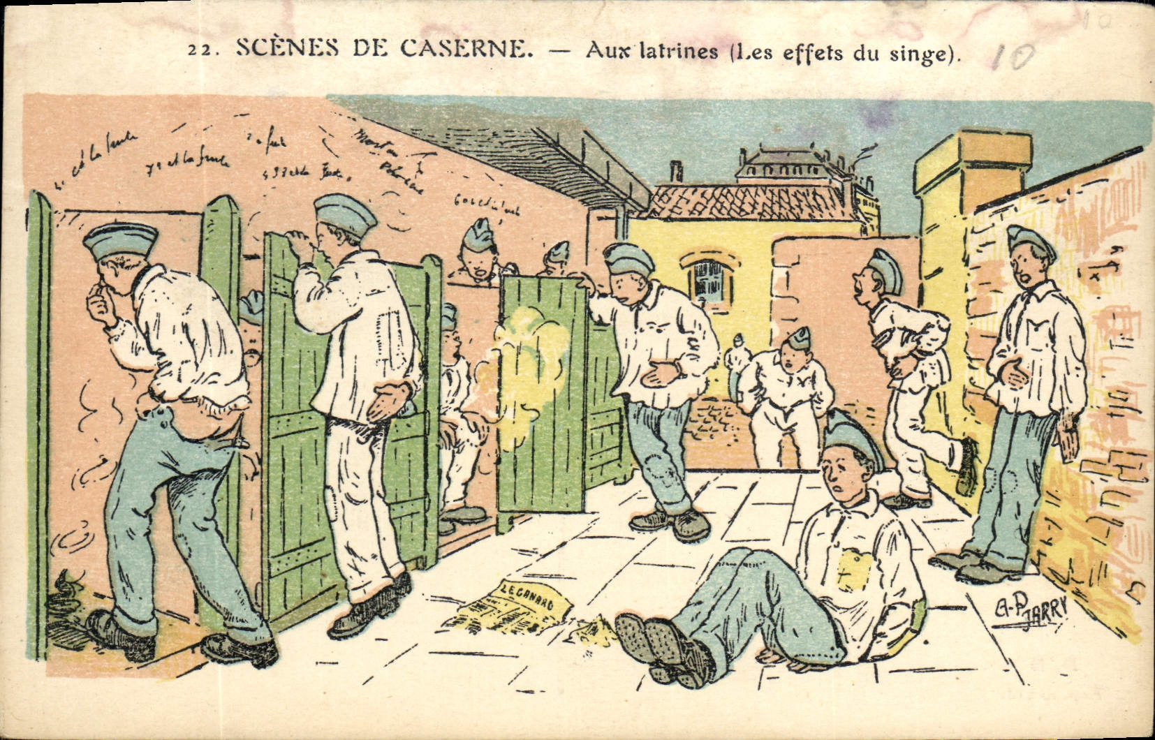 Scènes de caserne — Aux latrines (Les effets du singe) — G.-P. JARRY, n° 22