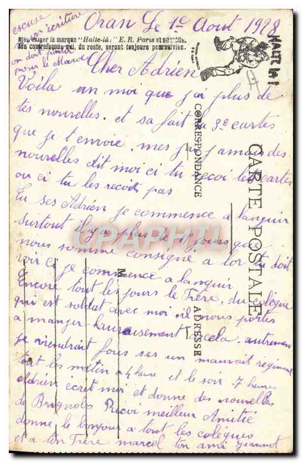 Scènes militaires — Nettoyage de l'escalier — Halte-là! E.R. (modèle déposé) — Reverso