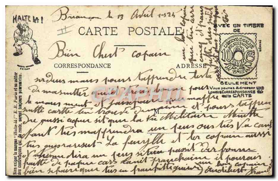 La Saint Prêt — caricature militaire — Haltel ! E.R. Paris (modèle déposé) — Achterkant