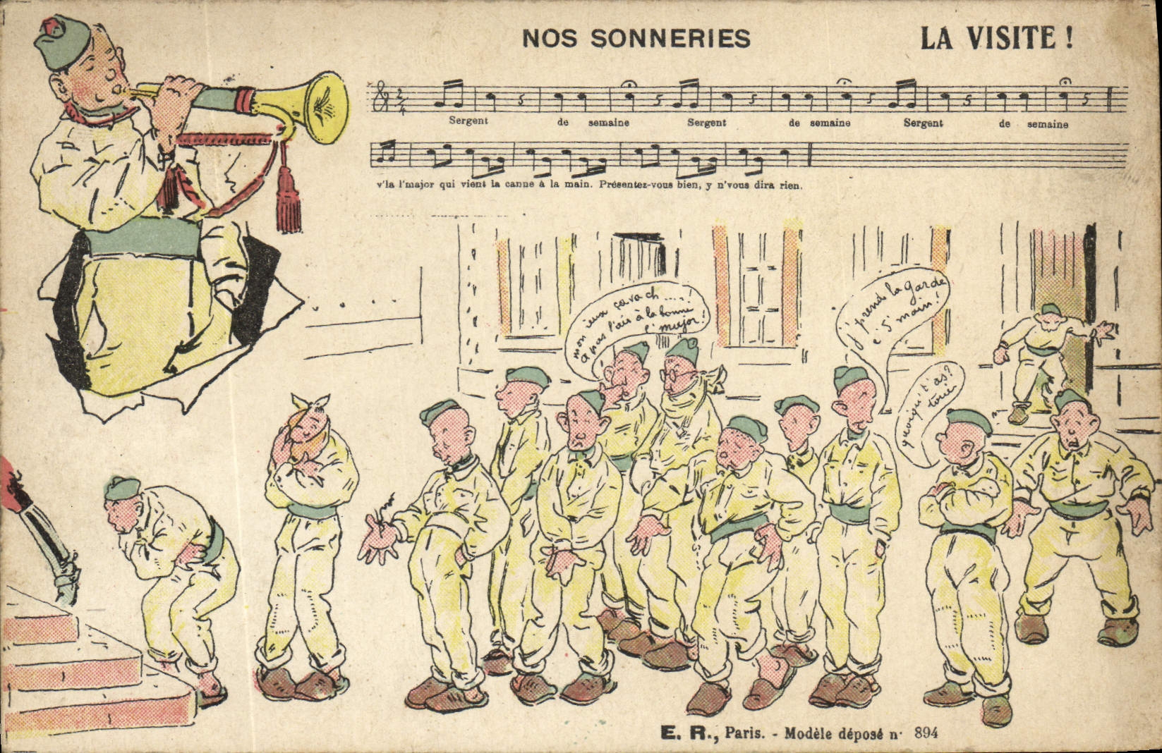 Sergent de semaine — La visite ! — E.R., Paris, Modèle déposé n° 894