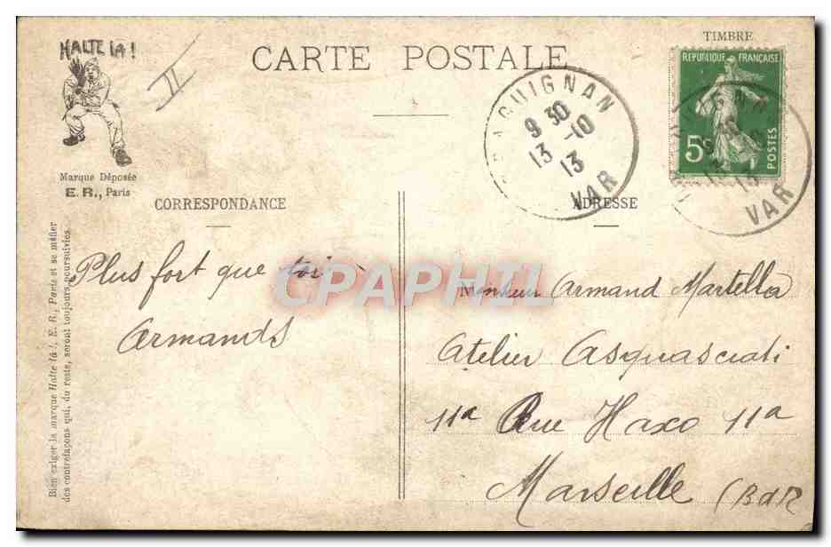Soldats en train de s'endormir — Nos Sonneries : L'Extinction des Feux ! — E.R., Paris, Modèle déposé n° 894 — Reverso