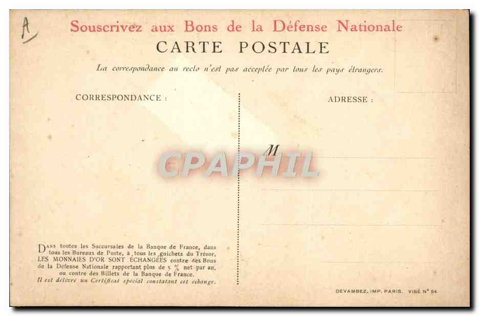 CPA Militaria Bons de la Defense Nationale  — Rückseite