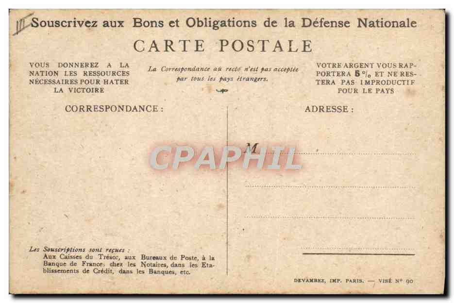 CPA Militaria Bons de la Defense Nationale  — Rückseite