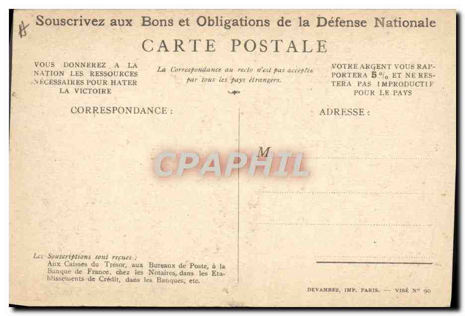 CPA Militaria Bons de la Defense Nationale  — Rückseite