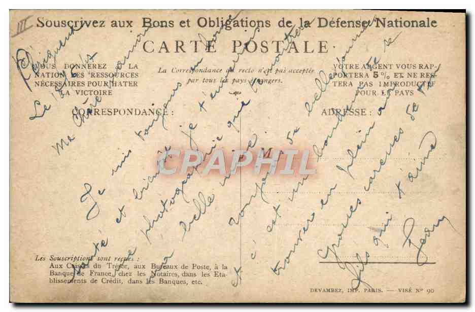 CPA Militaria Bons de la Defense Nationale  — Rückseite
