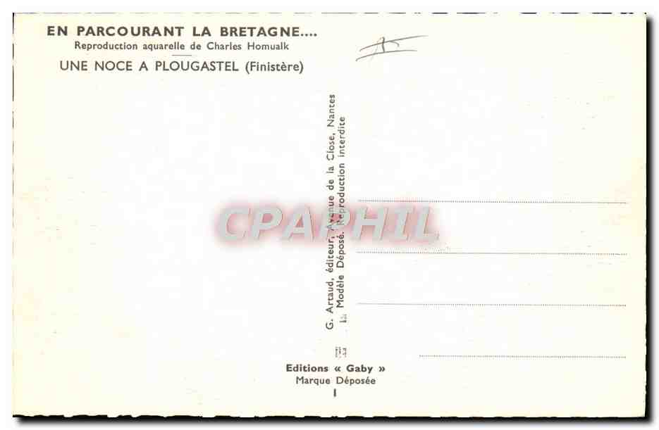 CPA Folklore Charles Homualk Une noce a Plougastel Mariage — Rückseite